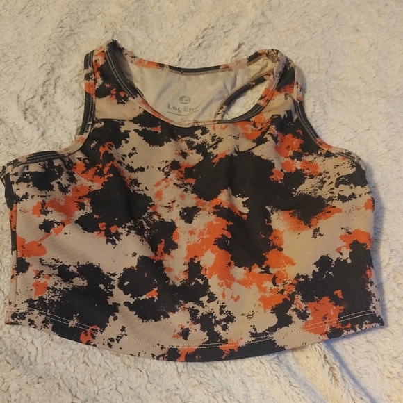 Black and Orange Sleeveless Crop Tank Top - Picture 1 of 3